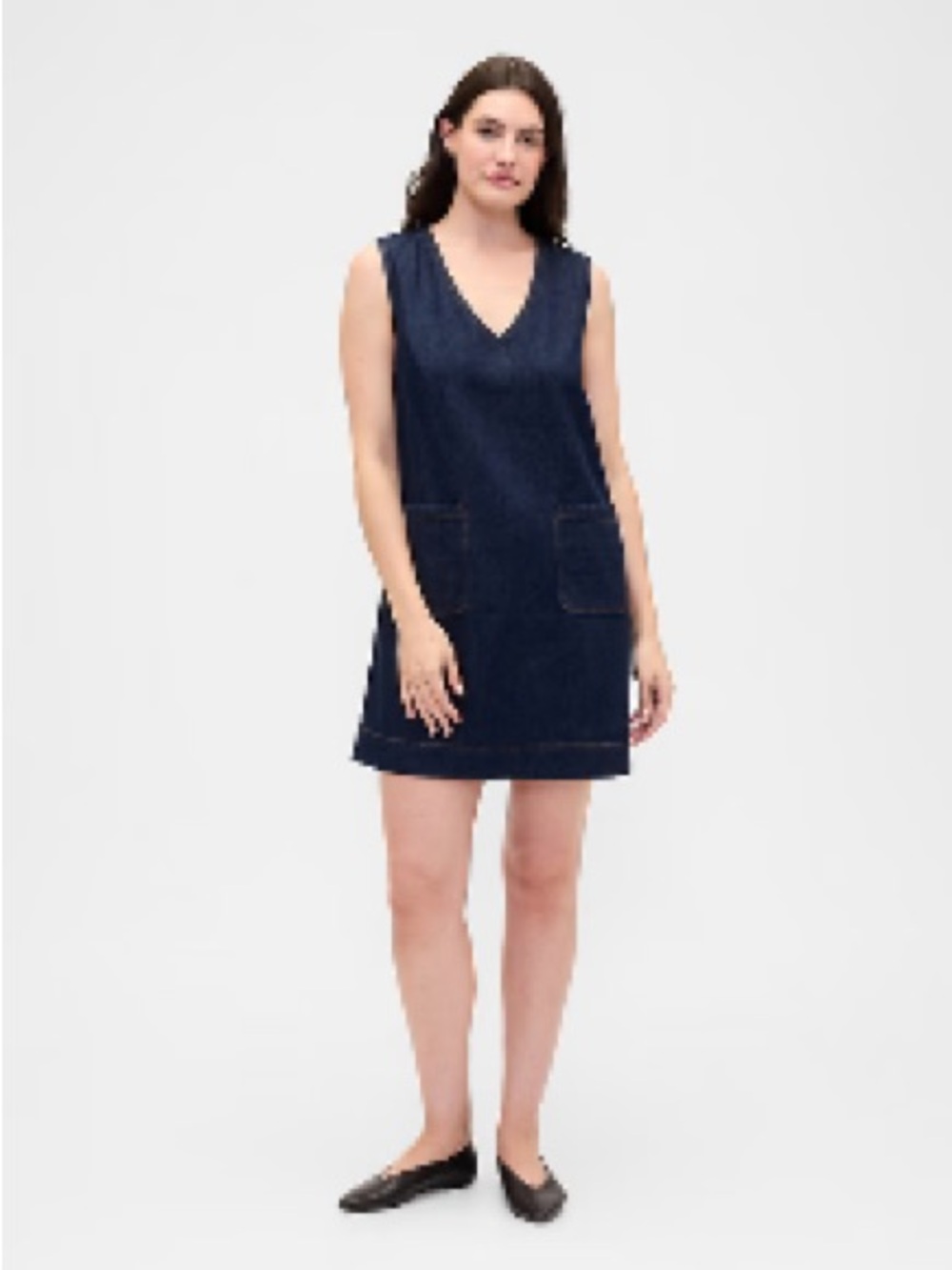 GAP Dark Denim V-Neck Dress - Picture 7 of 9